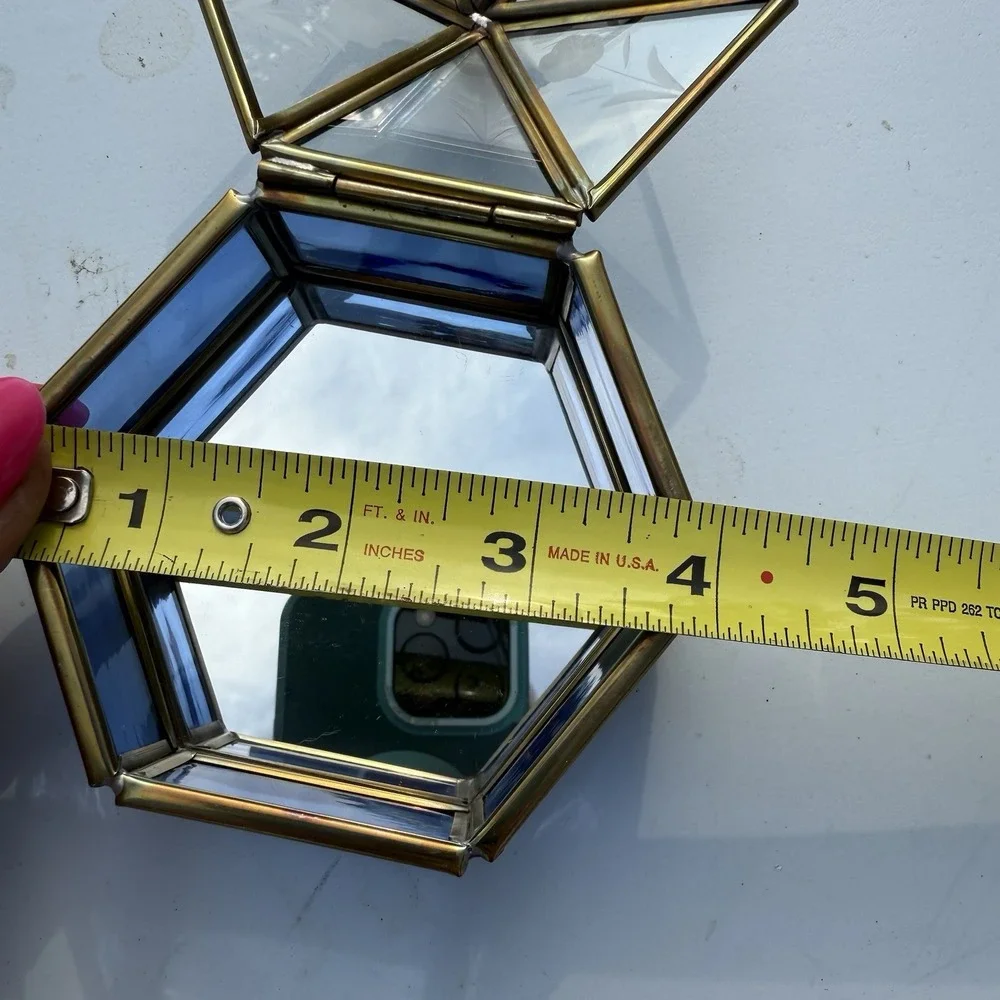 Brass Etched Glass Tabletop Trinket Box Display Case Via‎ Vermont Mexico